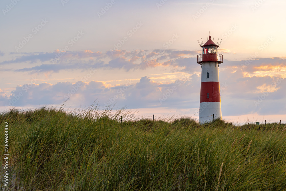 The beautiful Lighthouse List-Ost on the island Sylt, Germany 