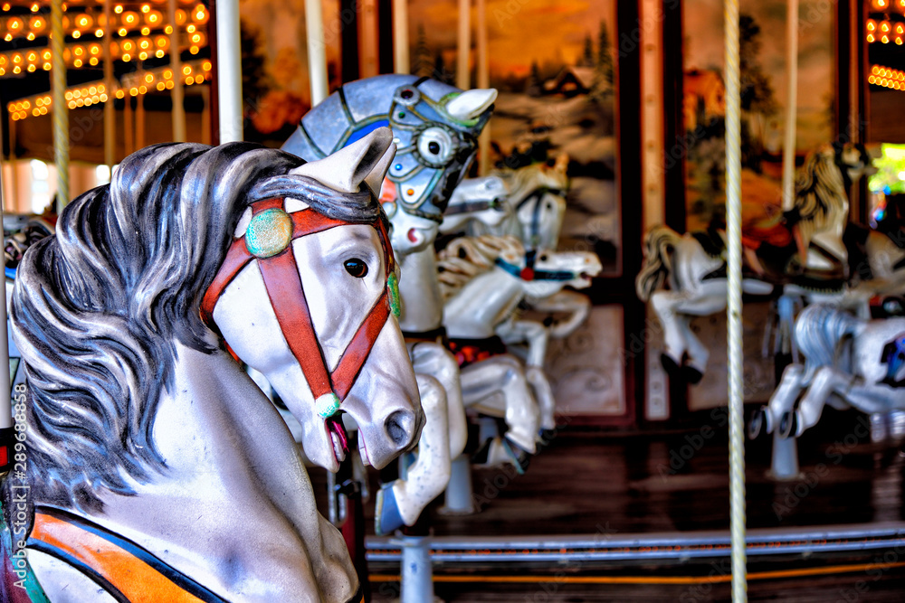 YOKOHAMA, KANAGAWA / Japan - 5 May, 2019 : Merry‐go‐round at Hakkeijima Sea Paradise. YOKOHAMA, KANAGAWA / Japan - 5 May, 2019 : Merry‐go‐round at Hakkeijima Sea Paradise.