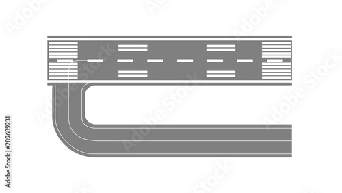 Airport runway for taking off and landing aircrafts. Colorful vector flat illustration.