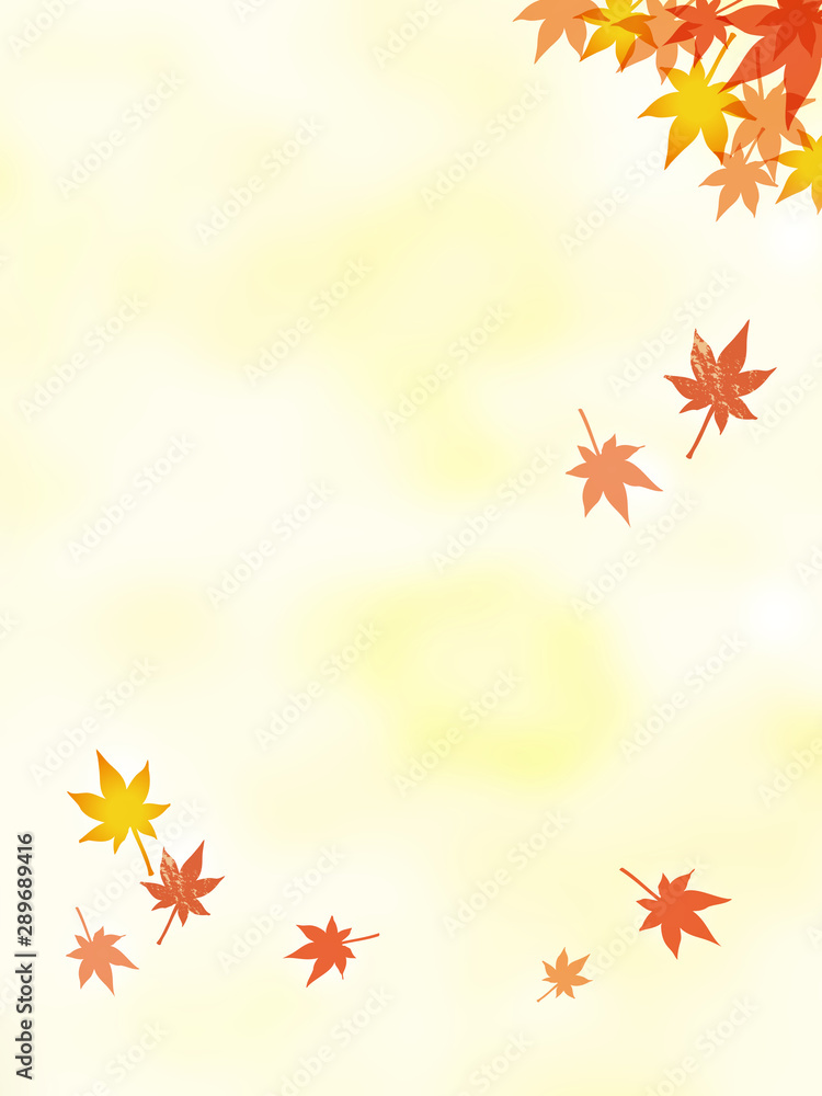 紅葉と水彩風の背景 黄色 紅葉と水彩風の背景 黄色