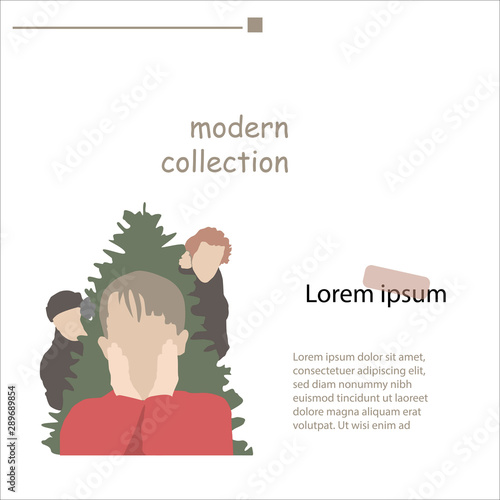 Landing page home alone for cinema or watching movie Cartoon lovely brunette boy sweeping up the floor. Cute toddler cleaning up at home vector illustration. Childhood and help concept.