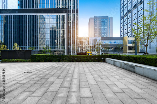 Empty floors and office buildings in the financial center, Qingdao, China