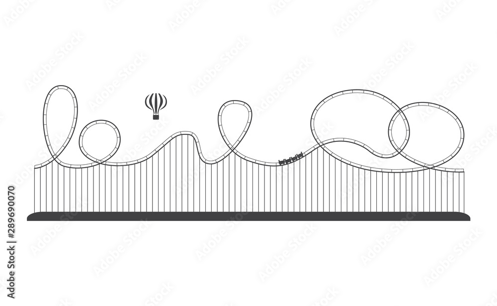 Rollercoaster icon in an amusement park, fun leisure. Rollercoaster icon in an amusement park, fun leisure.