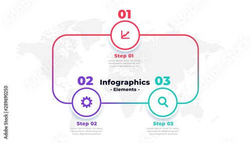 three steps line infographics layout template design