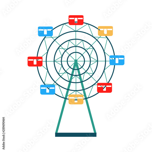 Ferris wheel symbol colorful flat vector illustration isolated on background.