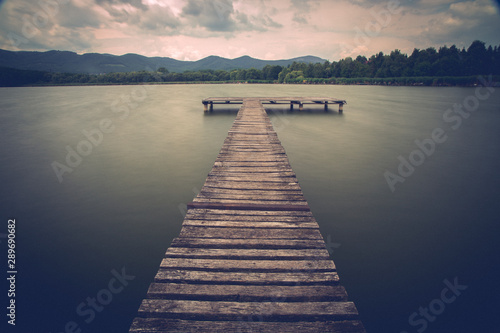 Pier on the pond Jenoi-to, Hungary