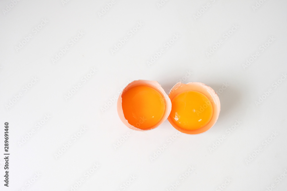 Fresh eggs from the farm placed on a white wooden table background Fresh eggs from the farm placed on a white wooden table background