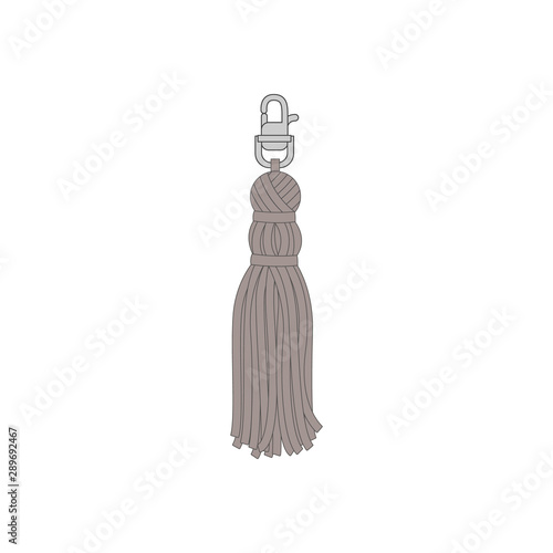 Blue tassel - textile trim element from yarn vector illustration isolated.