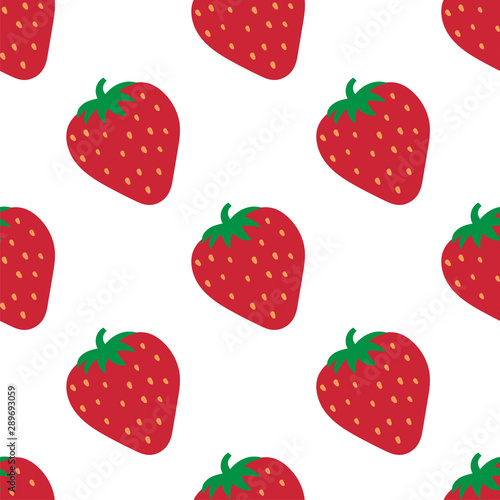 Strawberry seamless pattern. Hand drawn fresh berry. Doodle wallpaper. Vector sketch background. Red and white print for kitchen curtain or tablecloth