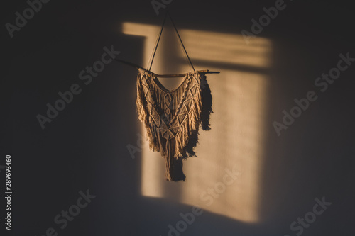 Foto Macrame wall hanging in the sunny spot of the room