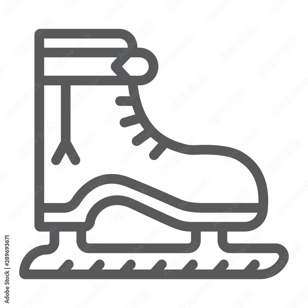 Ice skate line icon, christmas and new year, skating shoe sign, vector graphics, a linear pattern on a white background. Ice skate line icon, christmas and new year, skating shoe sign, vector graphics, a linear pattern on a white background.