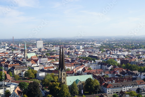 a old castle in Bielefeld on the top,city, panorama, view, town, architecture, cityscape, travel, europe, panoramic, landscape, prague, urban, building, italy, skyline, sky, aerial, tourism, old, 