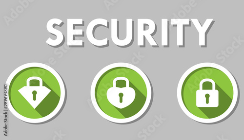 White padlock icon illustration on a green background.