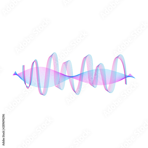 Sound wave amplitude - isolated vector illustration of modern gradient wave line