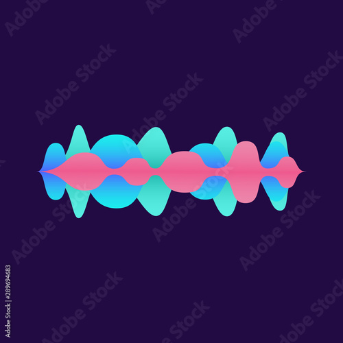 Abstract geometric sound equaliser shape design with colorful blue and pink gradient.