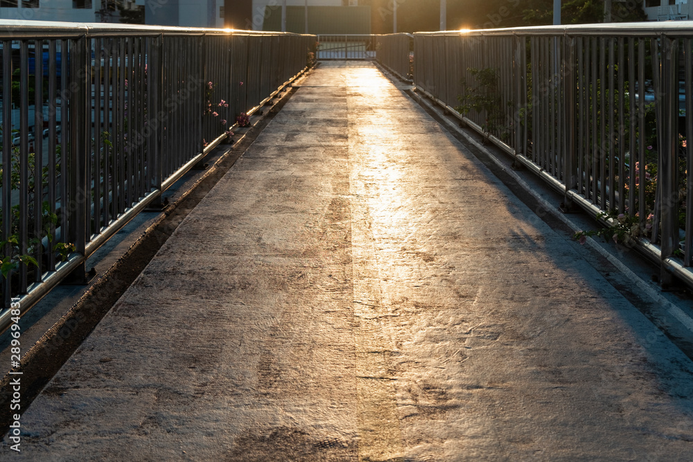 Walkway on the overpass for crossing the road Walkway on the overpass for crossing the road