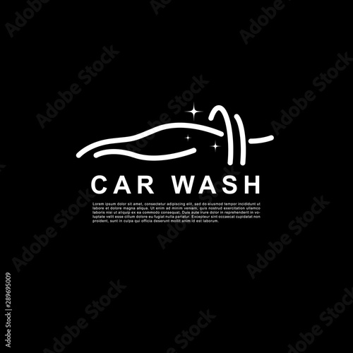 Elegant car wash line logo on black background