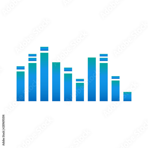 Sound wave amplitude or music volume graphic vector illustration isolated.