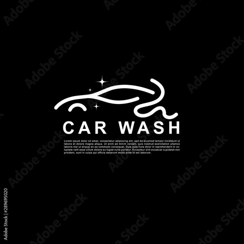 Elegant car wash line logo on black background