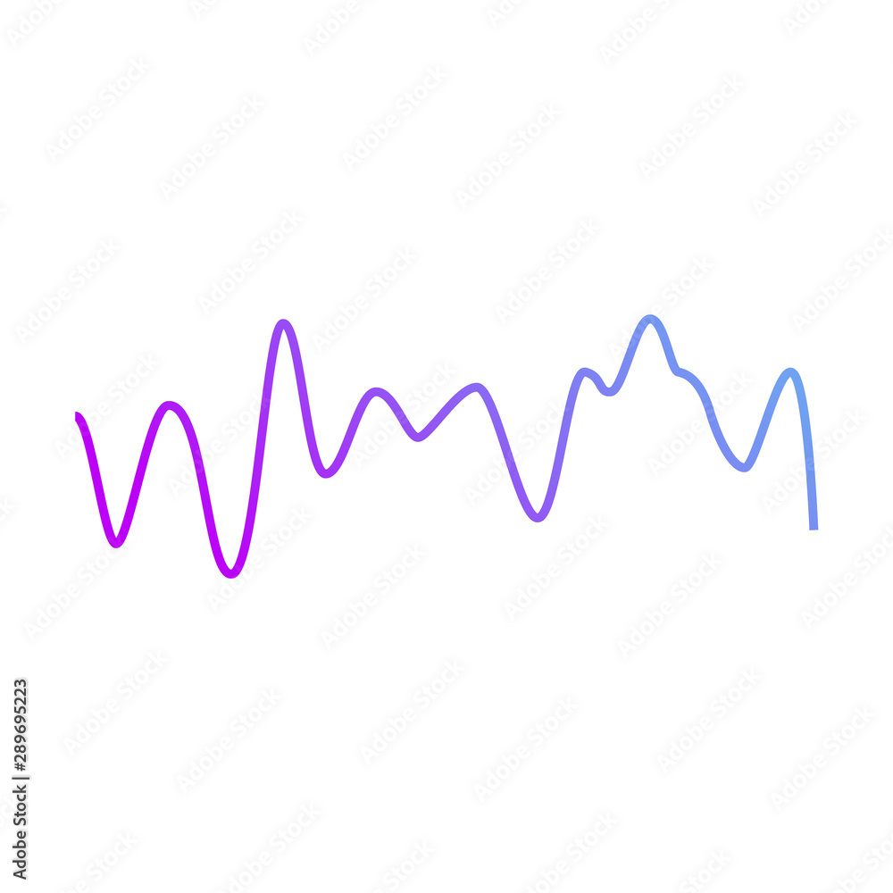 Dynamic blue and purple pulse line for sound wave or music amplitude equaliser. Dynamic blue and purple pulse line for sound wave or music amplitude equaliser.