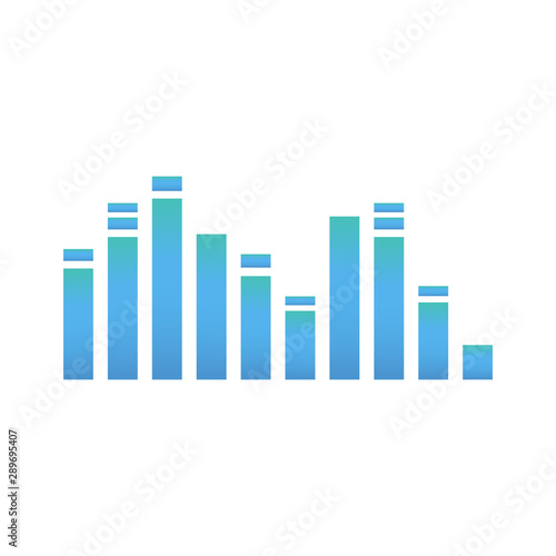 Blue sound frequency mixer wave made of rectangle rows