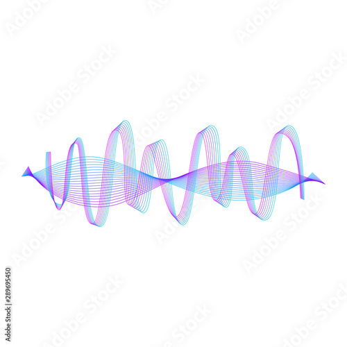 Sound amplitude equaliser symbol made of purple and blue gradient wave lines