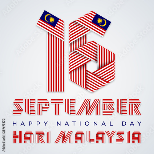 September 16, Malaysia National Day congratulatory design with Malaysian flag elements. Vector illustration.