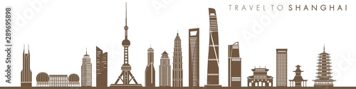 shanghai skyline with illustration