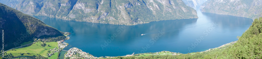 Fototapeta premium Norway fjords panorama landscape with blue sky