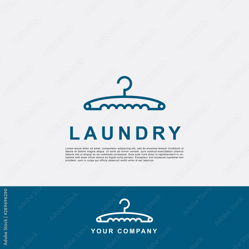 Creative line laundry hanger logo template. Elegant symbol concept.