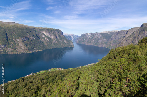 Norway fjords landscape with blue sky
