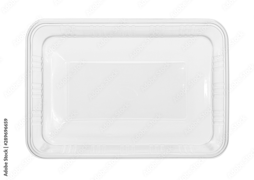 Plastic food box disposable top view (with clipping path) isolated on white background Plastic food box disposable top view (with clipping path) isolated on white background