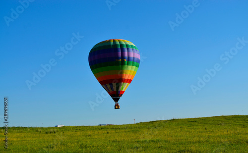 Balloon, sky, field, meadow, flight, height, freedom