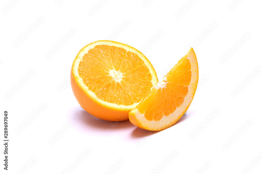 Orange juice putting on white background in food and fruit concept. Orange juice putting on white background in food and fruit concept.