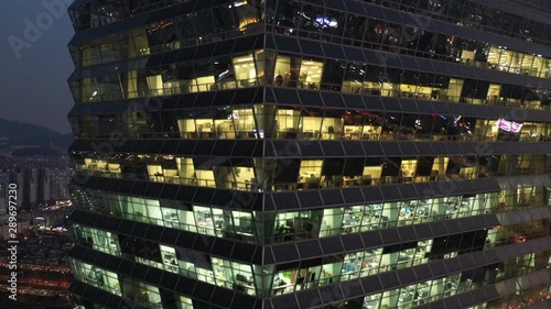 a city shot by a drone at night