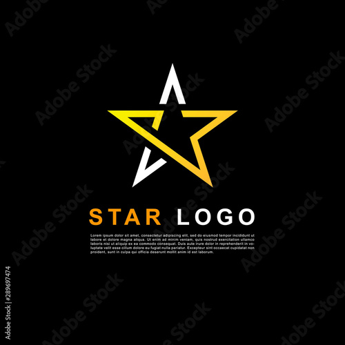 Creative orange star logo design template. Clean star logo.