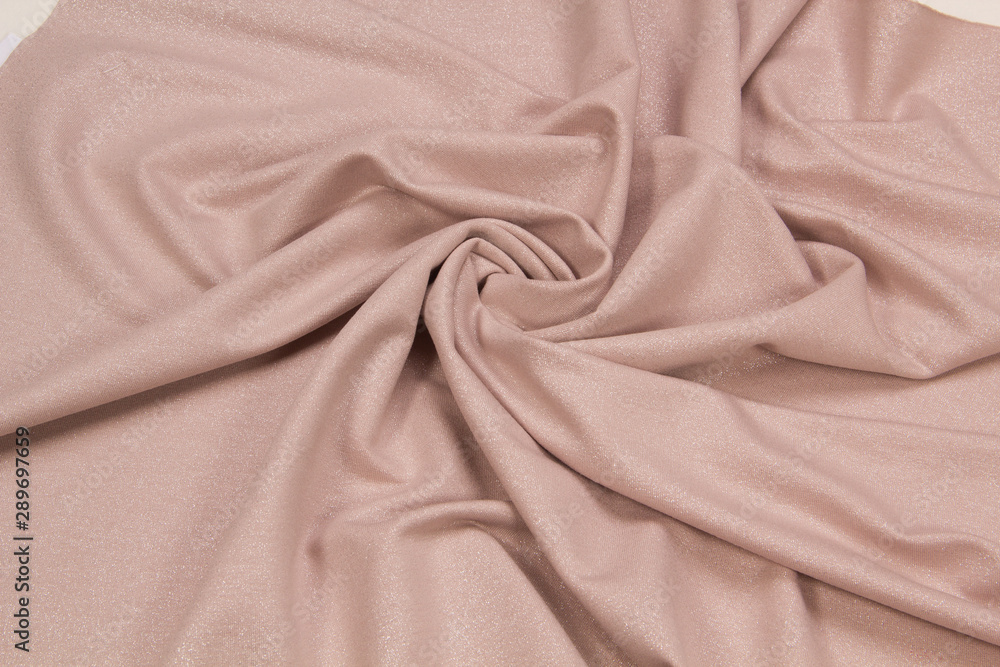 Fabric lurex beige. Shiny fabric texture