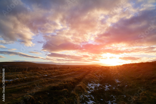 A dramatic red sky sunset over Bolt's Law in County Durham. © Duncan Andison