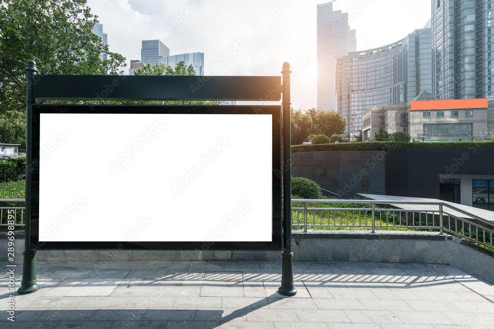 Outdoor billboards and modern city buildings in Qingdao, China - obrazy, fototapety, plakaty 
