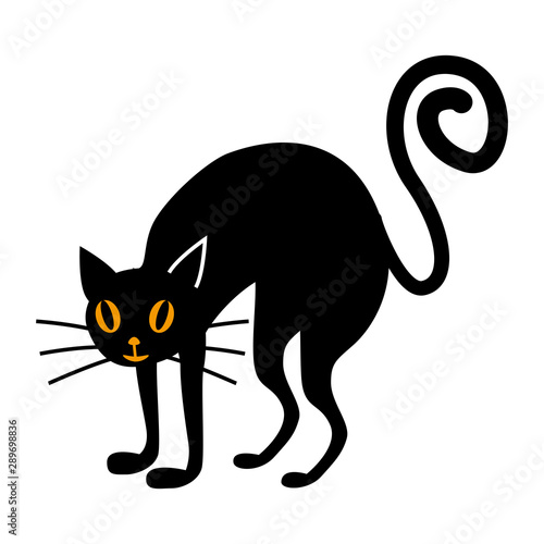 Halloween black cat flat single icon. Halloween symbol of fear and danger