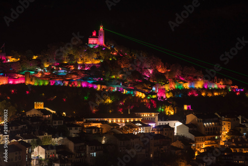 a beautiful light show in a medieval fortress