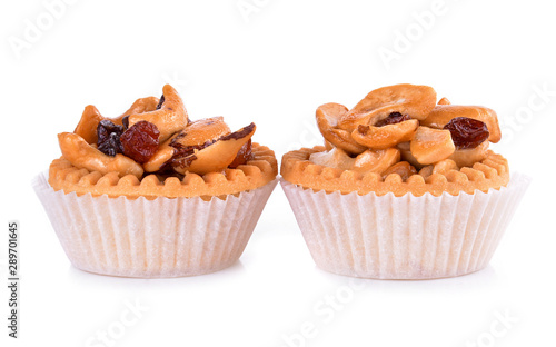 Cashew tart isolated on white background