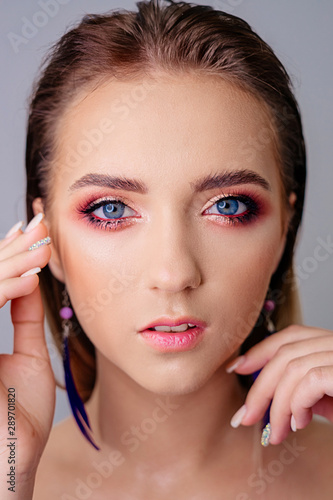  Closeup portrait of a woman with makeup