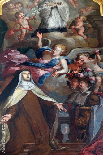 Saint Mary Magdalene de Pazzi, Saint Aloysius Gonzaga altar in Jesuit church of St. Francis Xavier in Lucerne, Switzerland