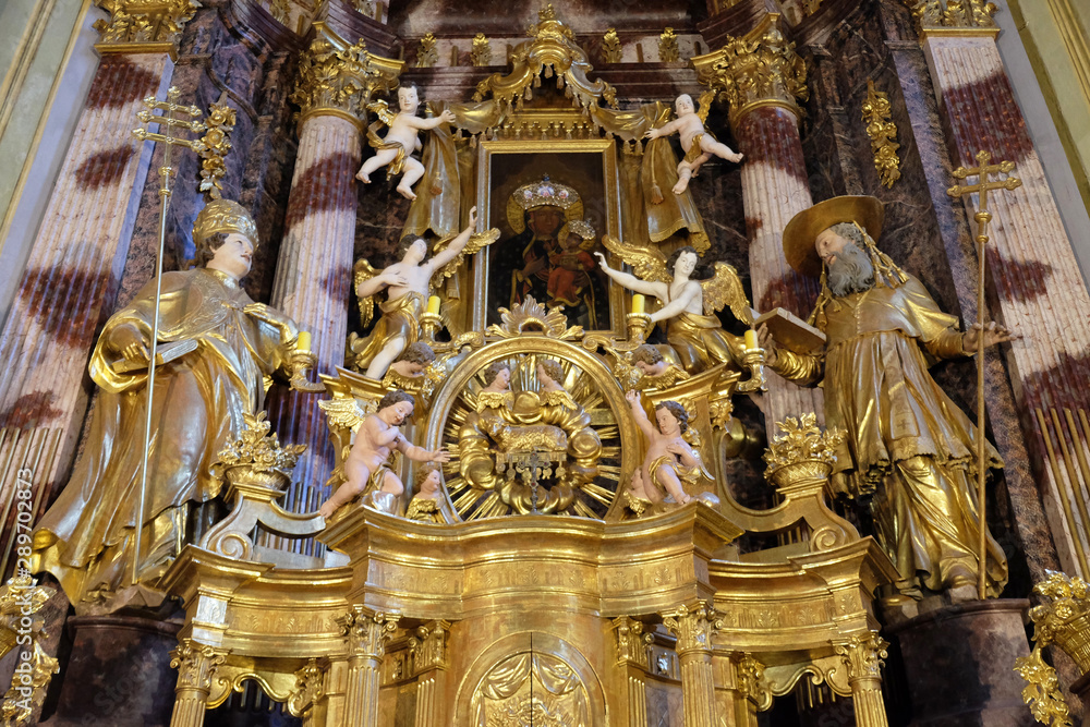 Main altar in the church of Immaculate Conception in Lepoglava, Croatia 