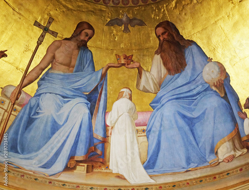 The Holy Trinity crowns the Virgin Mary, Notre Dame de Lorette in Paris, France