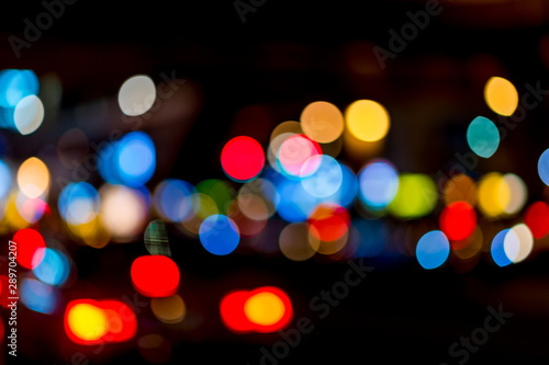 Abstract bokeh light from traffic in night