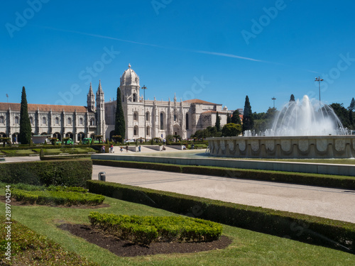 Jeronimos Monastery or Abbey in Lisbon, Portugal, aka Santa Maria de Belem monastery. Classified as UNESCO World Heritage as a masterpiece of the Manueline art