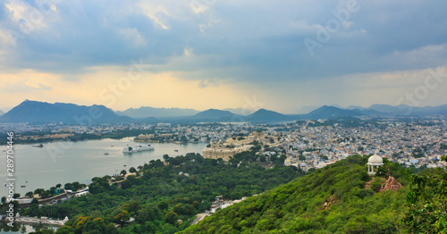 Aerial view of Heritage Resort, Lake Palace, Udaipur, Rajasthan, India