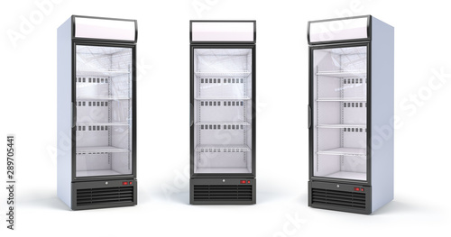 Schilderij op canvas Fridge with glass door isolated on white